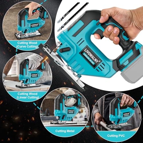 LIVOWALNY Cordless Jigsaw Compatible with Makita 18V, Variable Speed, 45° Bevel Cut, with 6 Blades - for Wood, Metal and Plastic (Battery Not Included) - Image 8