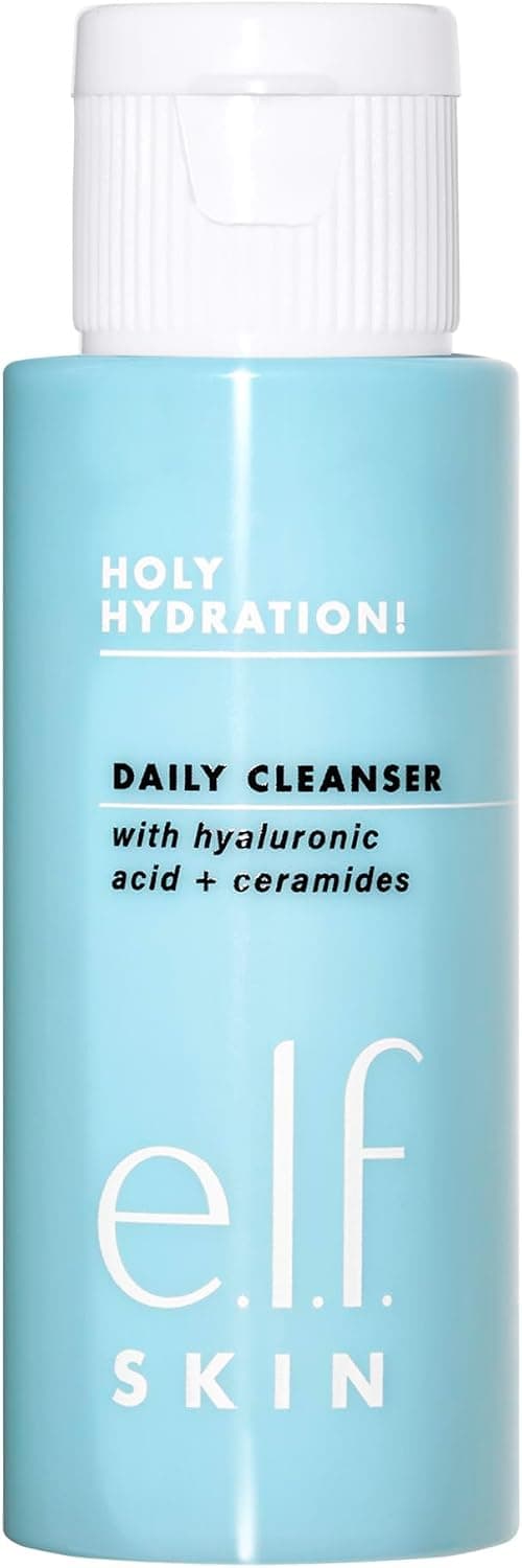 e.l.f. SKIN Holy Hydration! Daily Cleanser Mini nettoyant pour le visage pour laver le maquillage, l'excès d'huile et les impuretés, végétalien et sans cruauté envers les animaux, 30 ml