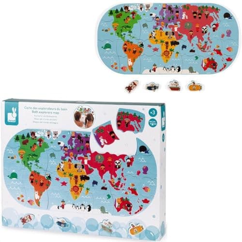 Janod - Bath Exporters Map - First Age Bath Toy - Handling and Dexterity - From 3 years, J04719 - Image 8