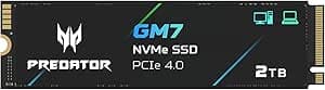 acer Predator GM7 2TB M.2 NVMe SSD PCIe 4.0 - Read Speed Up to 7400MB/s - Professional Internal Drive - Gaming Storage Compatible PC, Laptop and PS5