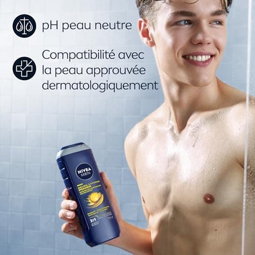NIVEA MEN Gel douche Réveil Express Power (1 x 250 ml) — Soin lavant vivifiant enrichi en Infusion d'Agrumes — Gel douche homme 3 EN 1 — Soin nettoyant Corps Visage & Cheveux Effet Frais 24H - Image 6