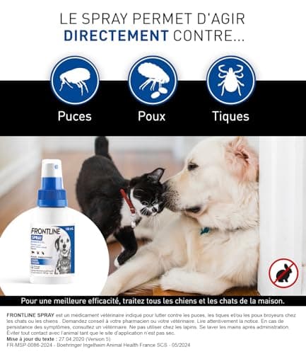 FRONTLINE Pump Spray 1 ml – Anti-Parasitic Dog and Cat – Anti-Flea, Anti-Tick – Emergency Treatment for Massive Flea and Tick Infestation – For Dogs and Cats weighing -5 kg – 100 ml - Image 4