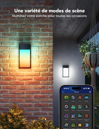 Govee RGBIC Outdoor Wall Light, Smart Wall Light 1500LM with 45 Scene Modes, IP65 Waterproof, DIY Light Effects, Works with Alexa, Google Assistant and Matter, 2 Packs - Image 5
