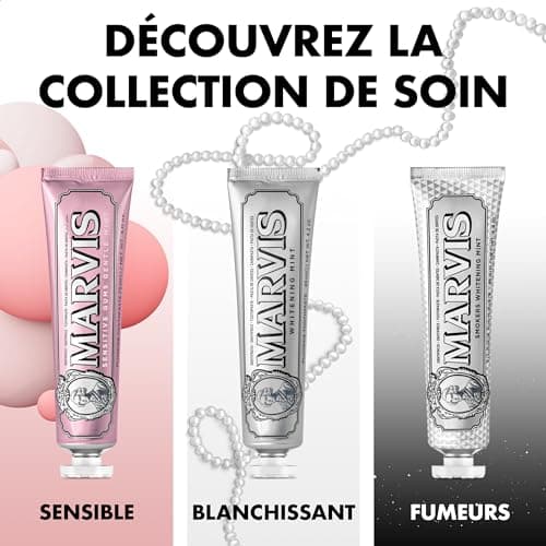 Marvis Dentifrice blanchissant pour fumeurs, Menthe, 85 ml, Favorise le blanchiment naturel des dents, Dentifrice anti-plaque & fraîcheur longue durée - Image 6