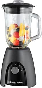 Russell Hobbs Blender Blender [Smoothie Blender] Blender (1.5L glass container, 2 speeds and pulse function, BPA free, stainless steel blade, 850 W max power) Matt anthracite 27121-56