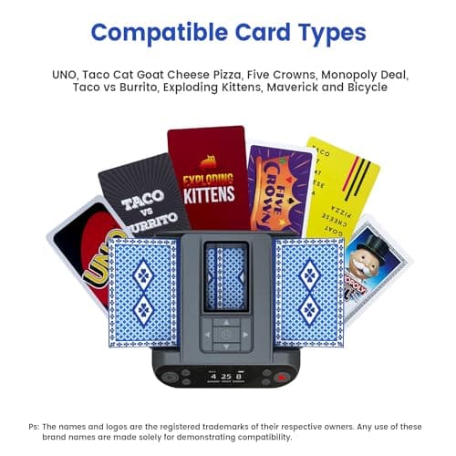 2 in 1 Automatic Card Shuffles and Dispenser, Ultra Quiet, Rechargeable, Works with UNO, Five Crowns, Monopoly Deal, Bicycle and Maverick Cards (Black) - Image 8