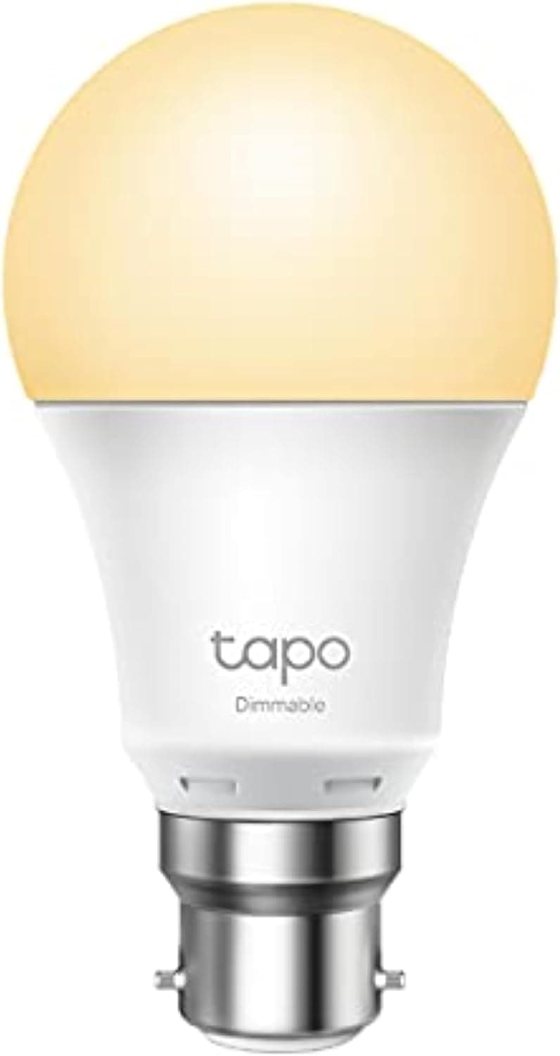 TP-Link Tapo Smart Bulb, Smart Wi-Fi LED Light, B22, 8.7W, Energy saving, Works with Amazon Alexa and Google Home, Dimmable Soft Warm White, No Hub Required (Tapo L510B) [Energy Class F]