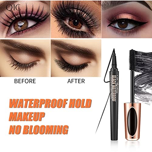 Eyeliner Pencil Liquide - Séchage Rapide + 4D Lash Extension Mascara Waterproof - Noir - Image 3