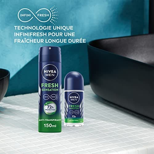 NIVEA MEN Déodorant Spray Fresh Sensation (1 x 150 ML), Déodorant Homme fraîcheur 72 h, Anti-Transpirant parfumé Longue durée à la Formule INFINIFRESH Unique - Image 8