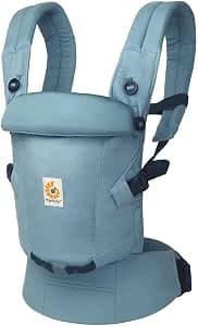 Ergobaby Adapt Baby Carrier for Newborns from Birth, Ergonomic 3 Position Soft Touch Cotton Baby Carrier for Belly and Back Carrier, Slate Blue