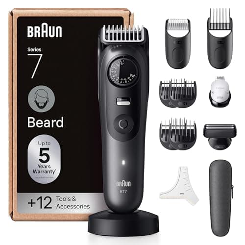 Braun Tondeuse À Barbe Series 7, + 12 Outils de Barbier, Lame ProBlade Affûtée Et Inusable, Jusqu'à 120 Min D'autonomie, 40 Longueurs, Étanche, Molette De Précision Et Verrouillage, BT7545, Gris - Image 3