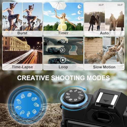 6K 64MP Digital Camera for Vlog with WiFi, 64GB TF Card, Microphone, Autofocus, 16X Zoom Compact and Portable Camera for YouTube, Travel, Beginners, Macro Lens and Wide Angle - Image 7