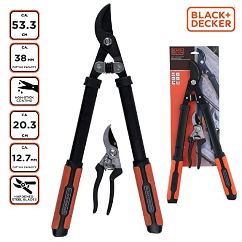 BLACK+DECKER 2 Piece Cutting Tools - 21" Branch Shears - 8" Garden Pruning Shears - Gardening Tools - Black/Orange - Image 5