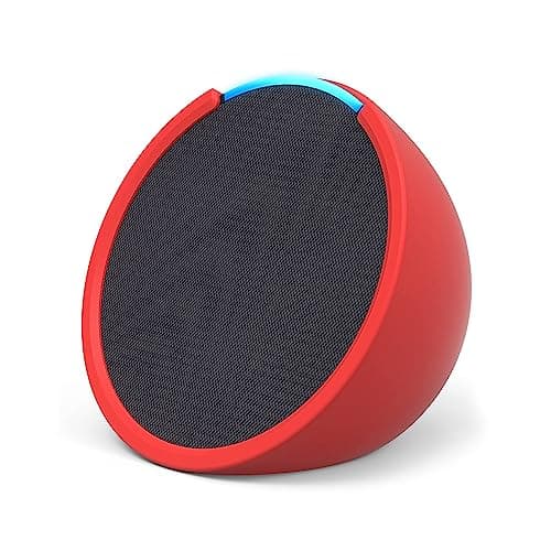 Echo Pop | Enceinte connectée Bluetooth compacte au son riche, avec Alexa | Anthracite+ housse « Made for Amazon » pour Echo Pop (Modèle 2023), Rouge - Image 3