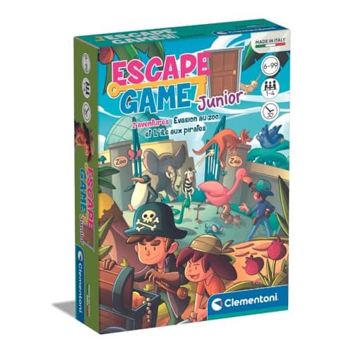 Clementoni | Escape Game Pocket Junior 6 Years+ – 2 Adventures: Zoo & Pirates|Cooperative with Cards and Objects|1 to 4 Players|30 Min |Fun Logic Activity|Educational Board Game Designed in Italy - Image 2