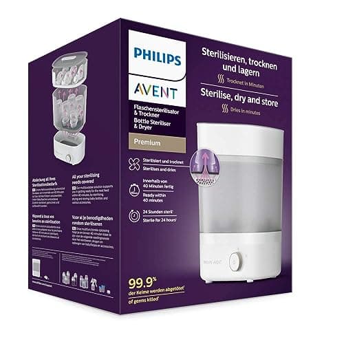 Philips AVENT SCF293/01 Premium Baby Bottle Steriliser and Dryer Eliminates 99.9% of Bacteria Chemical Free Capacity 6 Bottles/Dummies and Accessories - Image 8