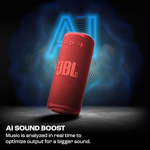 JBL Grip, Compact Bluetooth Speaker, AI Sound Boost, Waterproof and Dustproof IP68, Ambience Lighting, 14 Hours of Battery Life, Auracast Multi-Speaker Connection, Portable JBL App, Red - Image 4