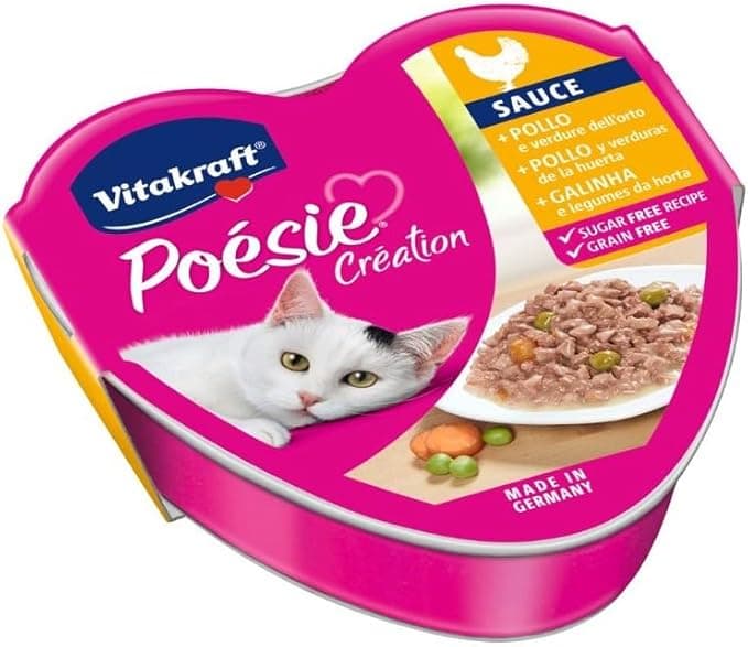 Vitakraft Vitakraft Poetry Creation, Chicken and Vegetable Garden in Sauce, Wet Food for Adult Cats, No Added Sugars or Cereals (1 x 85g)
