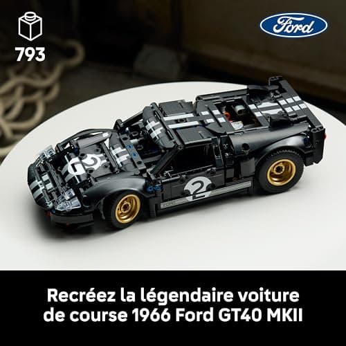 LEGO Technic La Voiture de Course 1966 Ford GT40 MKII - Maquette Collector pour Adulte - Set Mécanique avec Moteur V8, Superbes Couleurs & Accessoires - Cadeau pour Fans de Sport Automobile 42223 - Image 4
