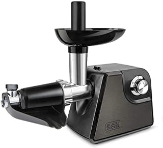 BLACK+DECKER BLACK+DECKER BXMM1000E - Hachoir à viande 1000W, Lames en acier inoxydable, Accessoires : adaptateur à kebbés et adaptateurs à saucisses