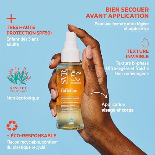 SVR - Sun Secure Solar Water SPF50+ - Two-phase hydrating solar water – Very high UVA, UVB, visible light & infrared protection – Sensitive skin – Niacinamide, Vitamin E – 100 ml - Image 5