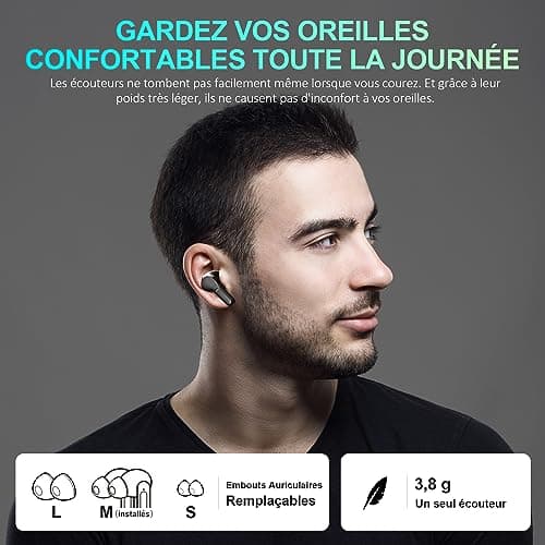 Wireless Bluetooth Headphones, Bluetooth 5.3 Wireless Earphones, Hi-Fi Stereo Sound, 35H Earphones, CVC Noise Reduction USB C Headphones for iOS Galaxy Xiaomi Oppo Android - Image 5