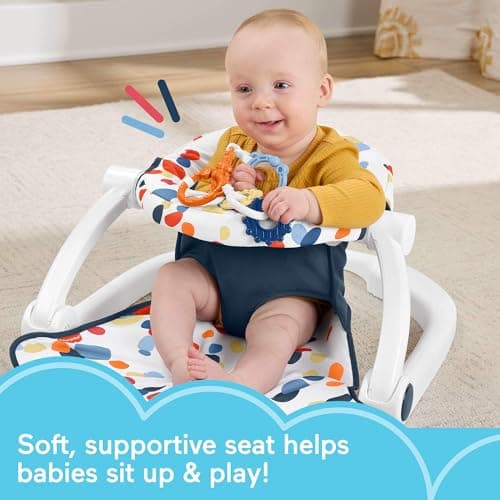 Fisher-Price Portable Baby Chair, Floor Seat with Teether and Snap BPA Free Baby Chair, Newborn Development Toy - Image 3