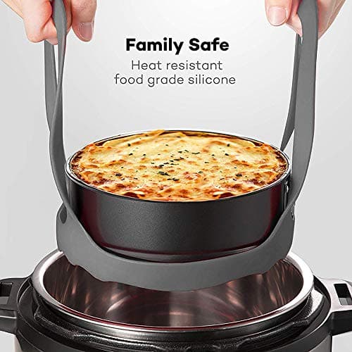 Pressure Cooker Sling, Silicone Sling Bakeware 6Qt/8Qt Instant Pot/Ninja Foodi/Multi-Function Cooker Anti-Scalding Steaming Utensils Lifter Rack, BPA Free Silicone Egg Steam Rack (Grey) - Image 6
