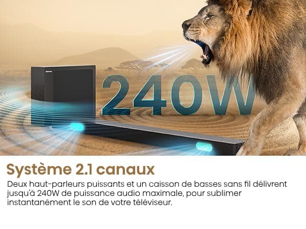 Hisense Barre de Son 2.1 CH 240W H210 - DTS Virtual X, Caisson de Basse sans Fil, HDMI Arc, Bluetooth, Noir - Image 6