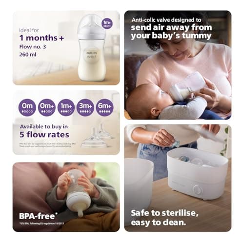 Philips Avent Lot de 2 biberons à Réponse Naturelle de 260 ml, sans BPA, pour les bébés de 1 mois et + (modèle SCY903/02) - Image 7