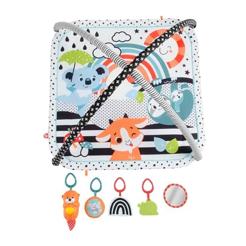 Fisher-Price My Sensory Mat 3-in-1, Belly Flat Play Mat, Sound and Light, with 5 Removable Toys, from Birth, HBP41 - Image 5