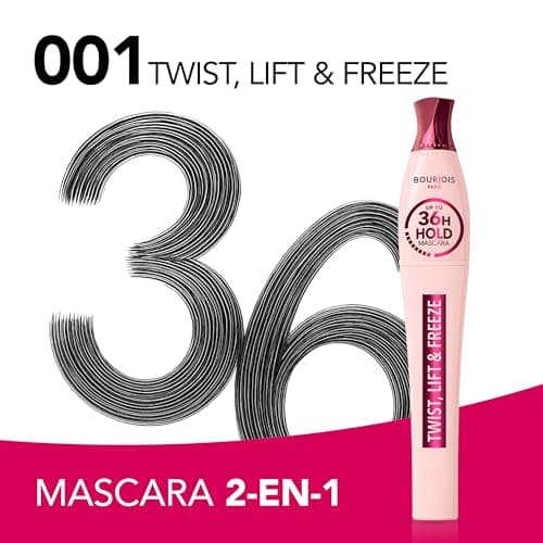 Bourjois Twist, Lift & Freeze Mascara, Noir, Tenue 36 h, Effet lift extrême et longueur, Brosse 2-en-1 Twist-Up, Formule qui ne coule pas, 8 ml - Image 6