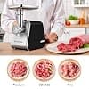 2000W Electric Meat Grinder with 3 Perforated Metal Discs, Kebbe Mouthpiece and Pastry Tip, Sausage Filler, 4 in 1 Food Processor for Meat and Sausage - Image 3