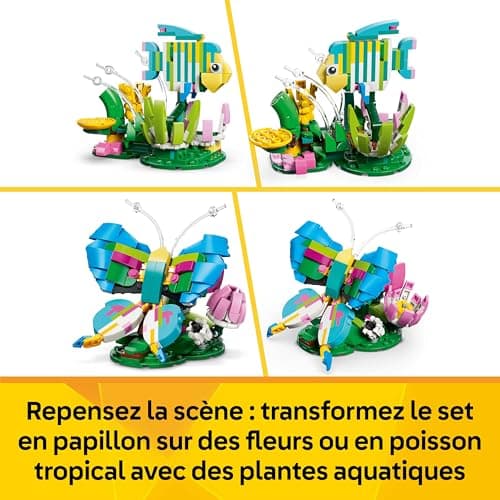 LEGO Creator 3-en-1 Animaux Sauvages : le Colibri Coloré - Jouet Oiseau se Transformant en Figurine de Papillon ou Poisson - Décoration Intérieure DIY - Cadeau Original Fille ou Garçon dès 8 ans 31384 - Image 7