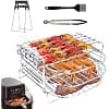 Air Fryer Accessories, 3 Tier Air Fryer Rack Multifunctional Stainless Steel Airfryer Rack Accessories For Philips Essential Airfryer XL 6.2L COSORI 5.5L Ninja Max Pro AF180EU - Image 2