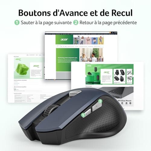 acer Wireless Mouse, Ergonomic 2.4GHz Computer Mouse with Mini USB Receiver, Wirless Mouse Optical USB, 1600 DPI Adjustable, 6 Buttons, Compatible with PC/Mac/Laptop/Chromebook - Image 6