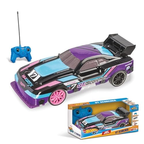Mondo Hot Wheels GT Scorcher Motors, 1:24 Scale Model, Up to 8 km/h Speed, Children's Carref 63822, with LED lights in the body, Colour Purple and Blue - Image 5