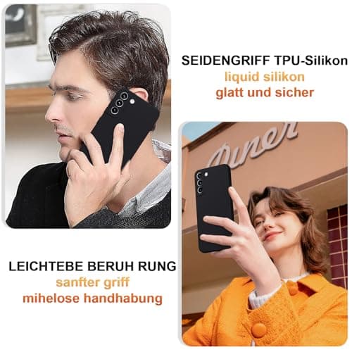 Silicone Case for Samsung Galaxy S21 5G with 2 Pieces Tempered Glass, Full Body Protection with Silky Touch, Soft TPU Protective Case, Shockproof Anti-Scratch, Black - Image 8