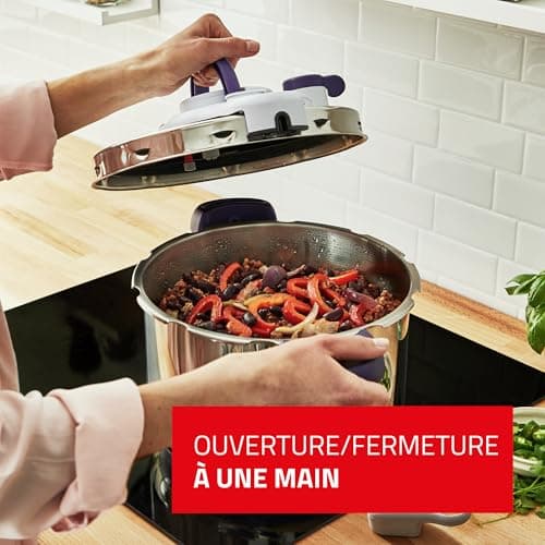 Seb Clipsominut' Perfect Pressure Cooker 9 L, Pressure Cooker Induction, Easy to Use, Timer, 100 Recipes Included, Made in France, Purple P4624900 - Image 6
