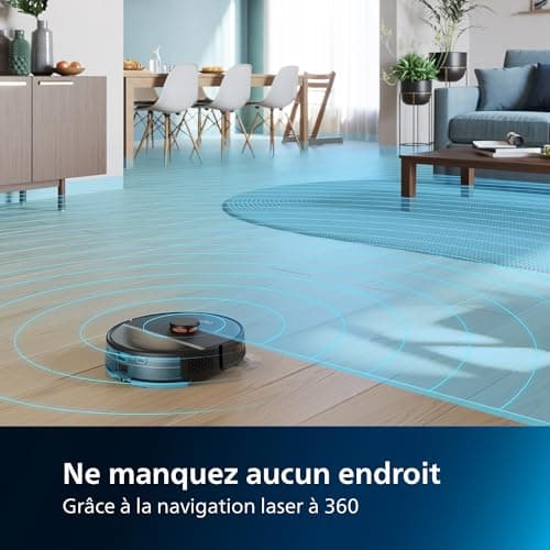 Philips Homerun Series 7000 Robot Vacuum Cleaner, High Suction Power (5000 Pa), Detection of Small Objects, with Station, for Carpet and Pet Hair, Black, Connected App, XU7100/01 - Image 6