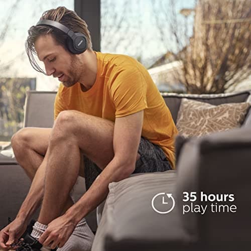 Philips Audio A4216BK/00 Casque Sport Bluetooth sans Fil (35 Heures d'Auxtonomie, Protection Ip55, Coques Aérées, Coussinets Lavables) Noir - Image 4