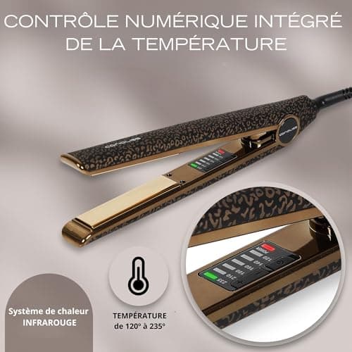 Corioliss C1 | Professional Titanium Hair Straightener | Titanium Hair Straightener | Temperature 120°C-235°C | Fast Heats 20S | Perfect For Straightening & Waves | Travel Case | Leopard Gold - Image 4