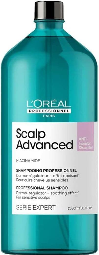 L'Oréal Professionnel, Anti-Discomfort & Itching Shampoo, Sensitive Scalp, Silicone-Free, Moisturizes & Soothes, Dermo-Regulator, Scalp Advanced, Expert Series, 1500 ml - Image 1