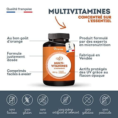 Multivitamins and Minerals | 25 Nutrients Including Vitamin A B C D E, Zinc and Iron | 180 Tablets | Immunity, Fatigue, Hair, Skin | Multivitamins for Men and Women | Made in France | Vitavea - Image 6
