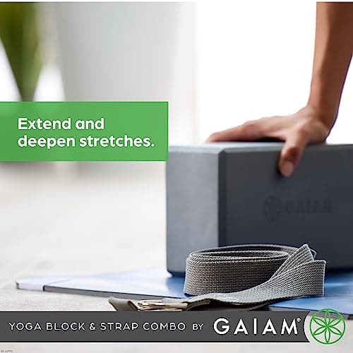 Gaiam Yoga Block and Yoga Strap Set - Yoga Block with Strap, Pilates and Yoga Accessories to Help Extend and Deepen Stretching, Yoga Kit for Stability, - Image 7