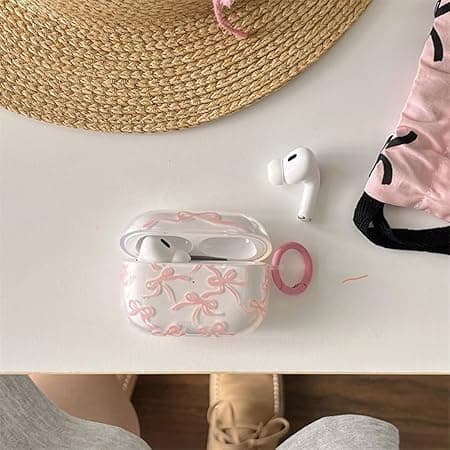 Compatible with AirPods Pro 3 Case Generation Cute Bow Aesthetic Design Shockproof Transparent Key Ring Cover Soft Case for Airpods Pro 3 - Transparent - Image 4