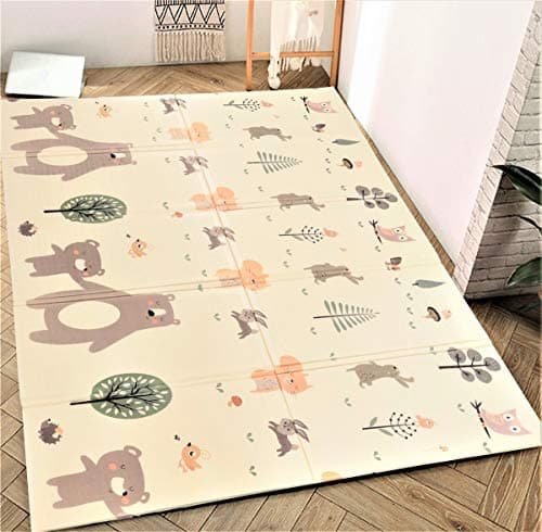 Mamabrum baby play mat 195 x 176 x 1cm non toxic thick floor mat thick foam mat foldable waterproof non-slip portable teddy bear and horses - Image 3