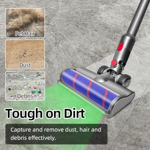 LED Brosse Compatible pour Dyson V7/V8/V10/V11/V15 – Aspirateur Embout, Tête de Brosse Douce avec Détection de Poussière, Remplacement Accessoire Optimisé pour Sols Durs - Image 5