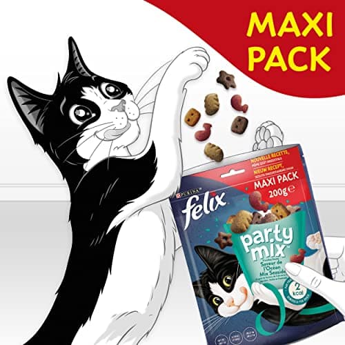 Felix | Party Mix | Adult Cat Treats | Rich in Protein, Vitamins, Fatty Acids & Omega 6 | Irresistible Taste Ocean Flavour: Salmon, Colin, Trout | Bag | Pack of 5 x 200g - Image 7