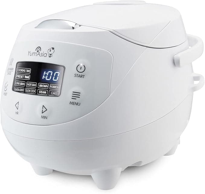 Yum Asia Panda Mini Rice Cooker with Ninja Ceramic Bowl and Advanced Fuzzy Logic (3.5 Cups, 0.63 Litre) 4 Rice Cooking Functions, 4 Multicooker Functions, 220-240V (Arctic White) - Image 1